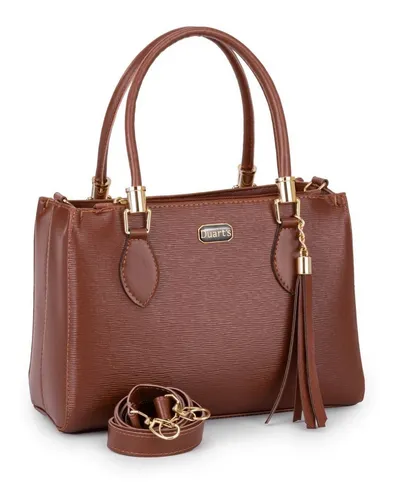 Bolsa Feminina Tote Duart’s Lorena Caramelo – Couro Sintético, Alça Transversal e Tiracolo, Design Compacto com 3 Bolsos Internos - vista adicional