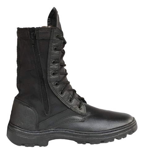 Coturno Militar Masculino MDS com Zíper – Couro e Lona, Cano Médio, Antiderrapante e Resistente à Água