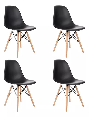 Kit com 4 Cadeiras de Jantar Henn Decorshop Charles Eames DKR Eiffel – Estrutura Preta