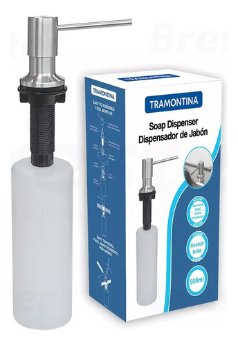 Dosador Dispenser Sabão Líquido Tramontina Inox 500mL – Prático e Sofisticado