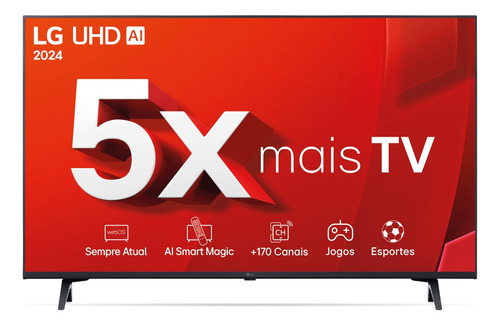 Smart TV LG 4K UHD 43" 43UT8000 – Processador AI a5 Gen7, Alexa e Chromecast, webOS 24