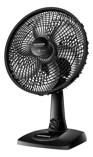 Ventilador de Mesa Mondial Turbo 30cm, 6 Pás, 3 Velocidades, Silencioso, Preto e Cinza - 110V