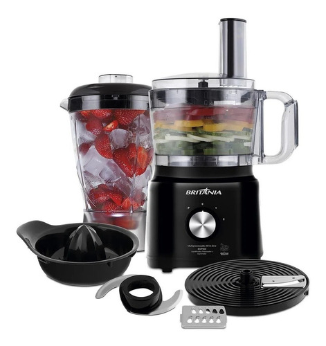 Multiprocessador Britânia 3 em 1 com 900W, 2 velocidades e função pulsar. Processa, liquidifica e espreme. Ideal para receitas completas. - vista adicional