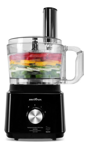 Multiprocessador Britânia 3 em 1 com 900W, 2 velocidades e função pulsar. Processa, liquidifica e espreme. Ideal para receitas completas. - vista adicional