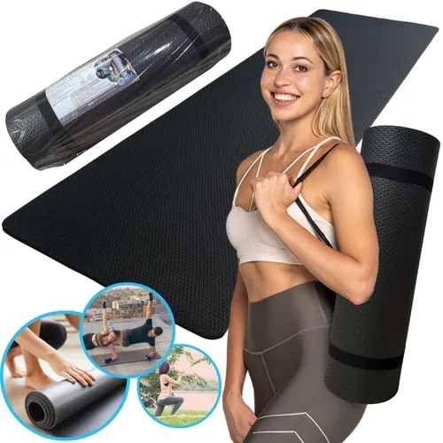Tapete de Yoga RDJ em EVA texturizado, 1,80m x 53cm x 10mm, antiderrapante, lavável e flexível