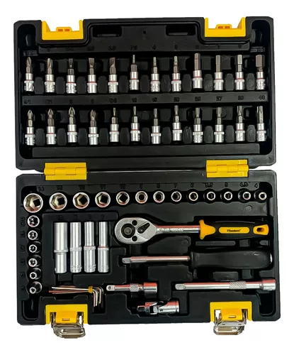 Jogo de Soquetes e Acessórios 1/4 Pol. - 57 Peças com Catraca Reversível e Maleta Resistente