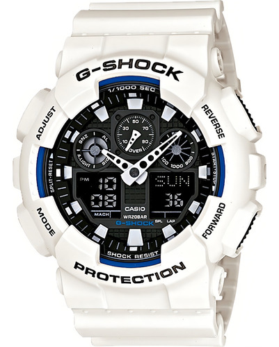 Relógio G-Shock GA100 Casio – Analógico-Digital, Resistente e Estiloso, Branco