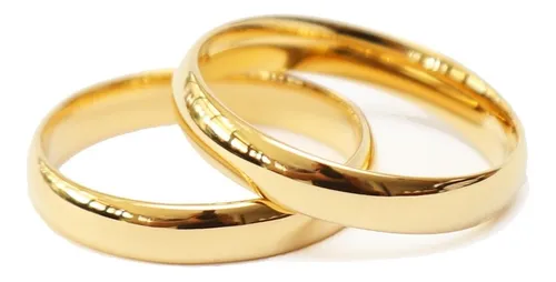 Alianças Casamento Liens 4mm Banhadas Ouro 18K – Par em Tungstênio, Interior Anatômico, Antialérgico