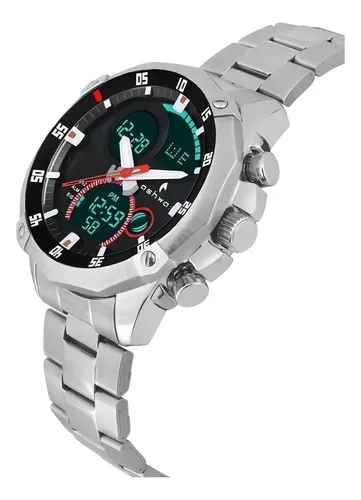 Relógio Masculino Skmei 1146 Analógico-Digital Prateado – Aço Inox, Fundo Preto, Resistente à Água 30m - vista adicional