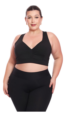 Top Plus Size Fitness Feminino Sem Bojo Academia Decote