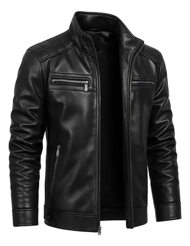 Jaqueta Masculina Couro Ecológico Impermeável Forrada Inverno Casual Térmica – Modelo Inverno PU