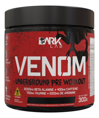 Suplemento em Pó Venom Underground Dark Lab 300g – Sabor Mango Loko