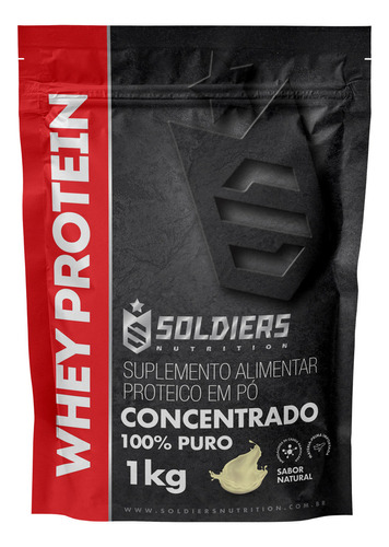 Whey Protein Concentrado 100% Puro 1kg – Suplemento Alimentar em Pó Sem Sabor