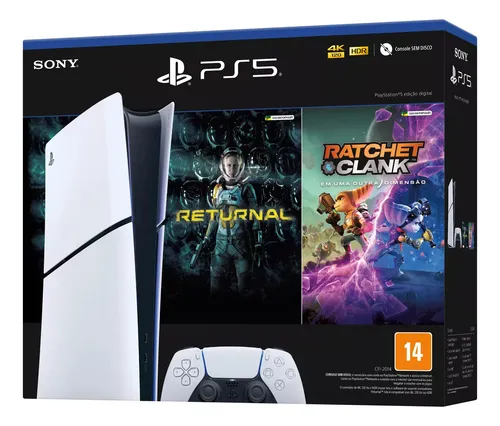 Console Sony PlayStation 5 Digital Slim 1TB Branco com 2 Jogos e Controle Sony