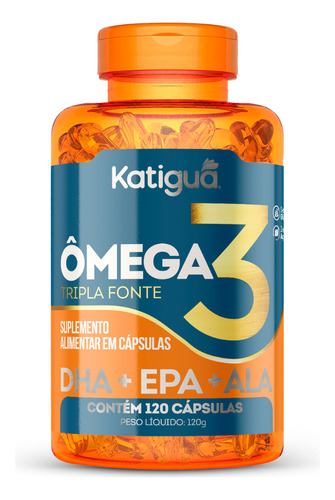 Ômega 3 Tripla Fonte 1000mg – Katigua 120 Cápsulas Sem Sabor