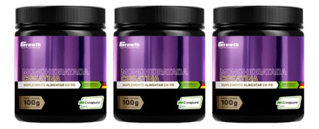 Kit 3x Creatina Creapure (100g) – Growth Supplements, Total 300g